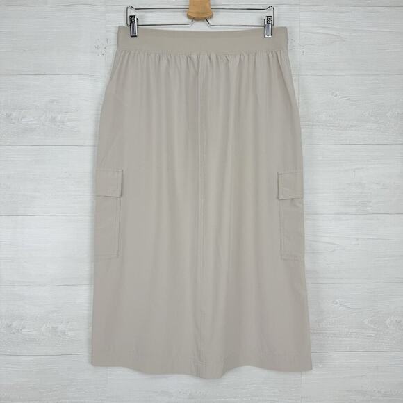Athleta Cargo Midi Skirt Womens 12 Beige Brooklyn Heights High Rise Lightweight - Picture 6 of 15